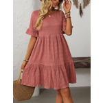 Lovesoft Lovesoft Ruffle Sleeve A Line Tiered Mini Dress Rose
