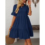 Lovesoft Lovesoft Ruffle Sleeve A Line Tiered Mini Dress Navy Blue