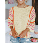 Lovesoft Lovesoft Striped Detail Wide Sleeve Knitted Sweater