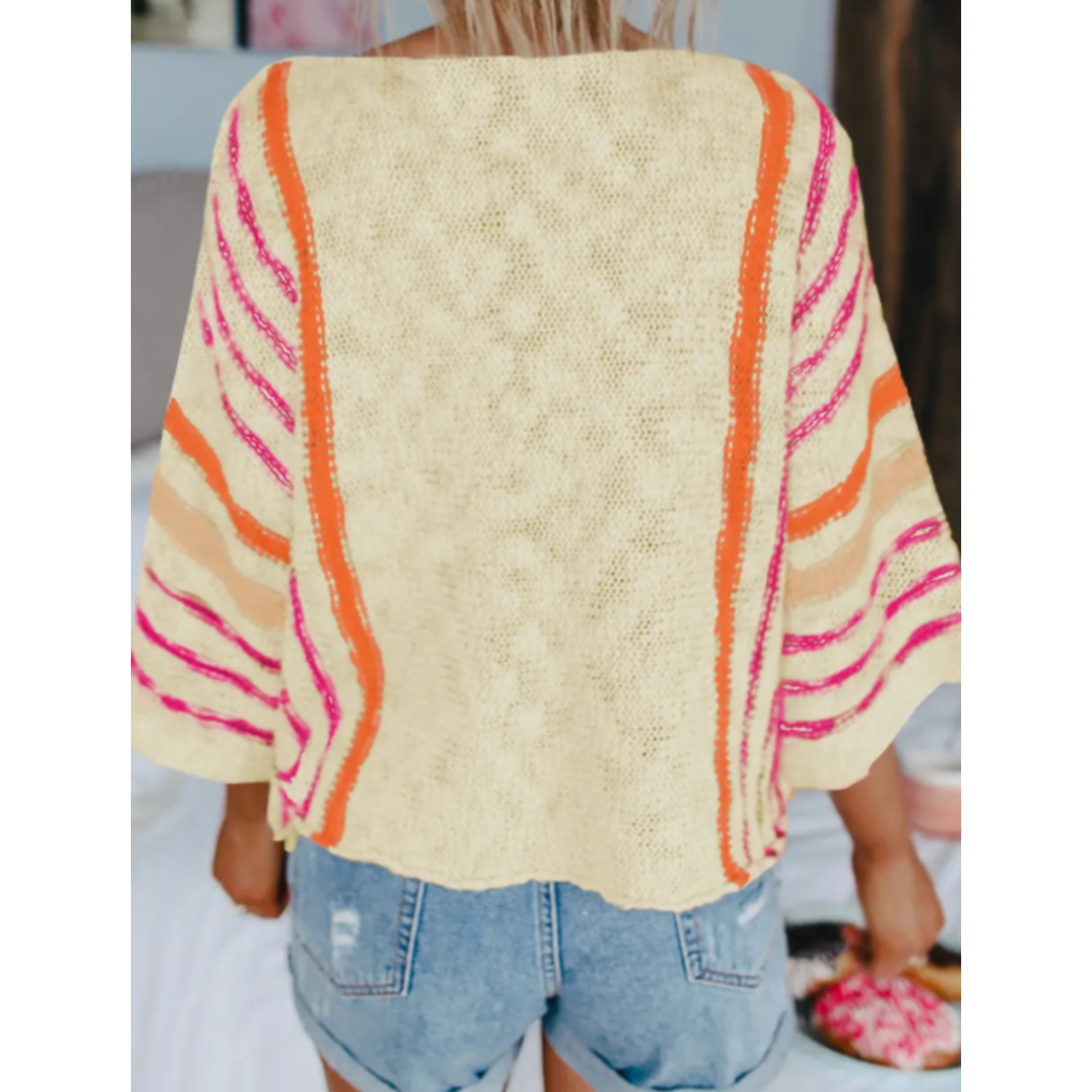 Lovesoft Lovesoft Striped Detail Wide Sleeve Knitted Sweater