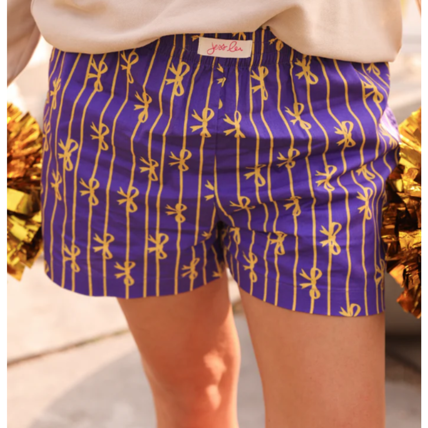 Jess Lea Jess Lea Bows and Goals Boxer Shorts Purple/Yellow