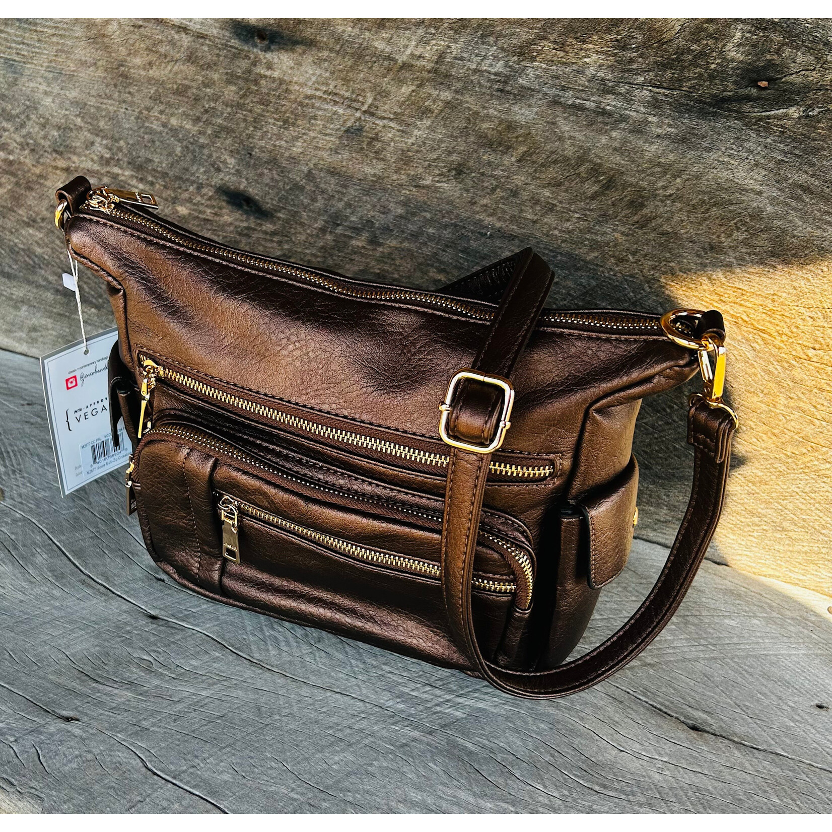 Jen & Co Jen & Co Nicole Multi Zip Crossbody Cocoa Pearl M2677