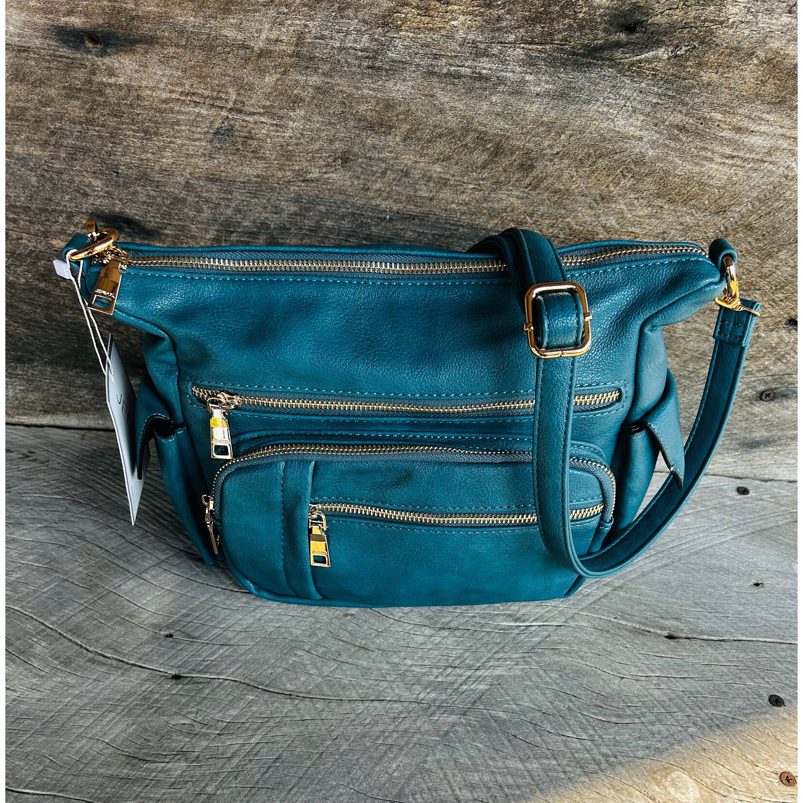 Jen & Co Jen & Co Nicole Multi Zip Crossbody Peacock M2677