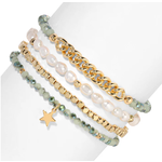 My Fun Colors My Fun Colors Baroque Pearls and Twilight Sage Crystal Bracelet Set