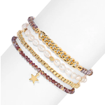 My Fun Colors My Fun Colors Baroque Pearls and Plum Crystal Bracelet Set
