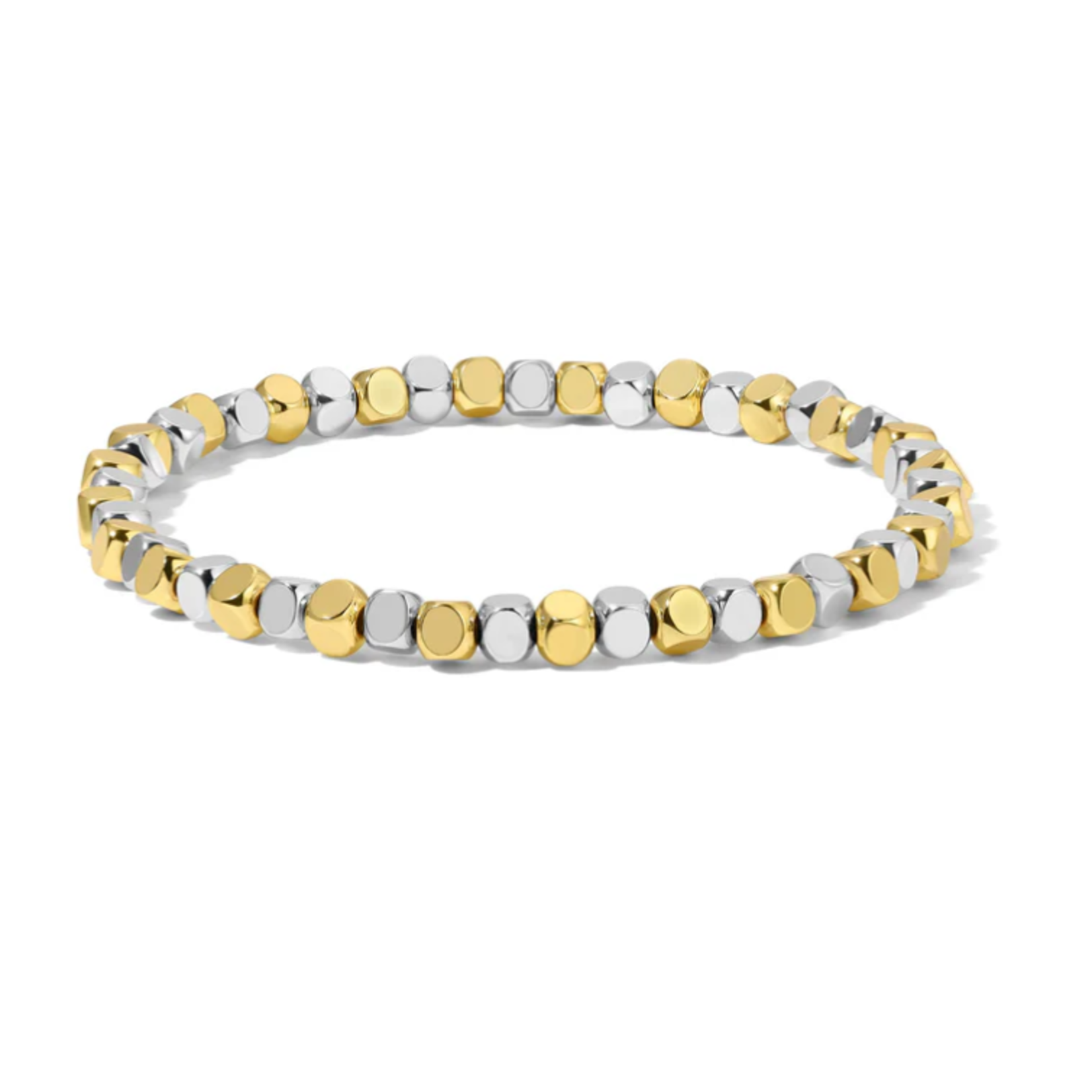 My Fun Colors My Fun Colors Fashion Fortunes 4mm Silver & Gold Cube Bracelet Medium