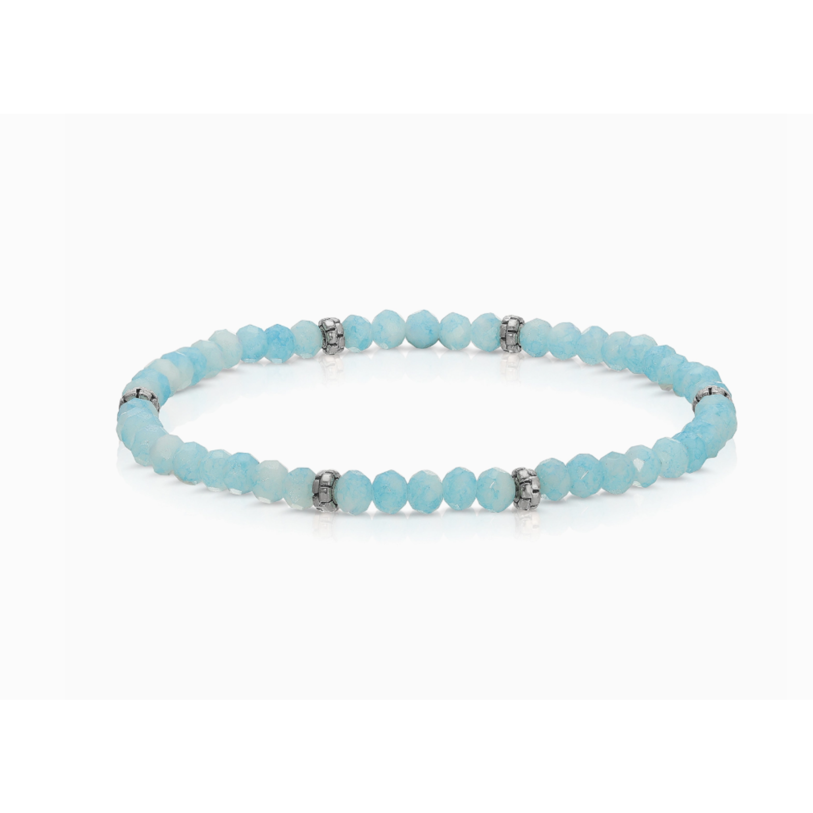 My Fun Colors My Fun Colors Mini Crystal Bracelet Blue and White Tie Dye Silver Accent