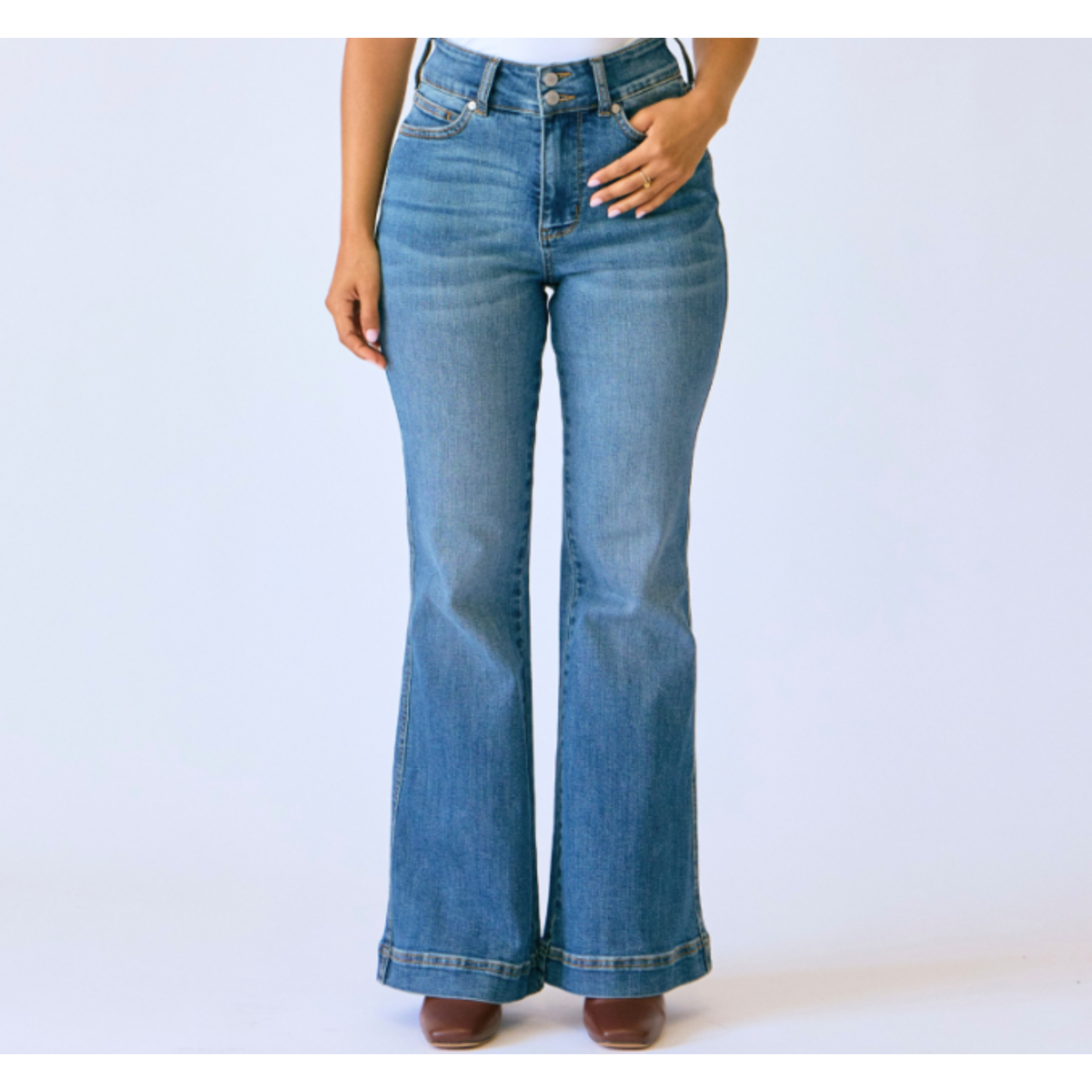 Judy Blue Judy Blue HW Petite Flare Tummy Control Double Button 881018