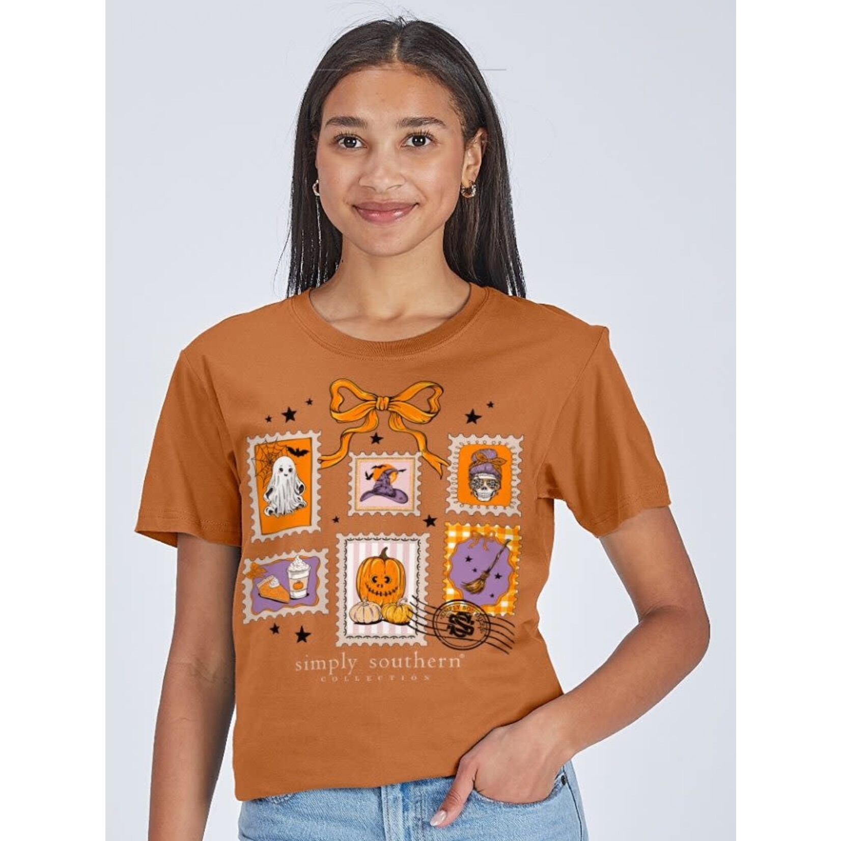 Simply Southern Simply Southern Short Sleeve Fall Stamp T-Shirt Caramel