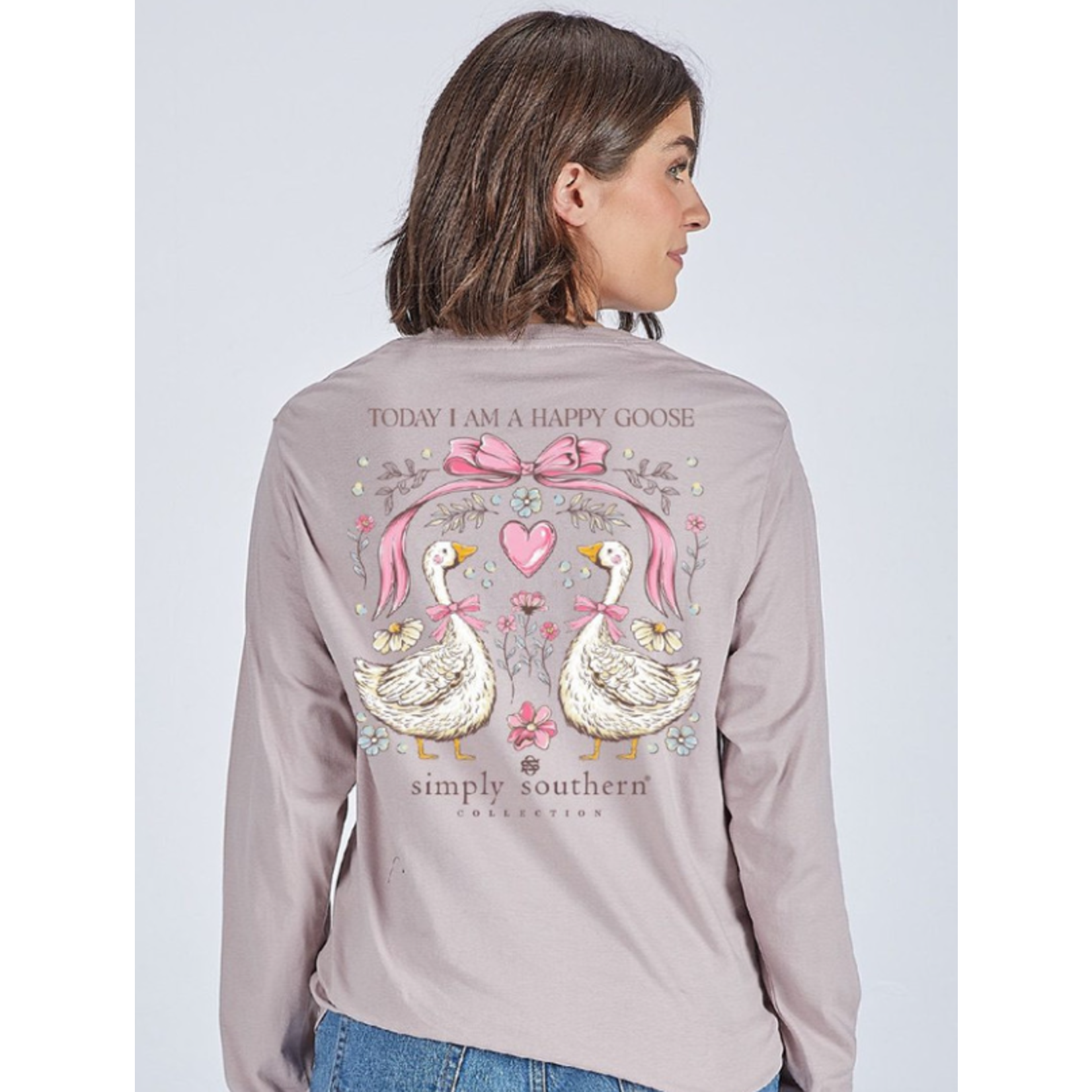 Simply Southern Simply Southern Long Sleeve Tee Happy Goose Driftwood