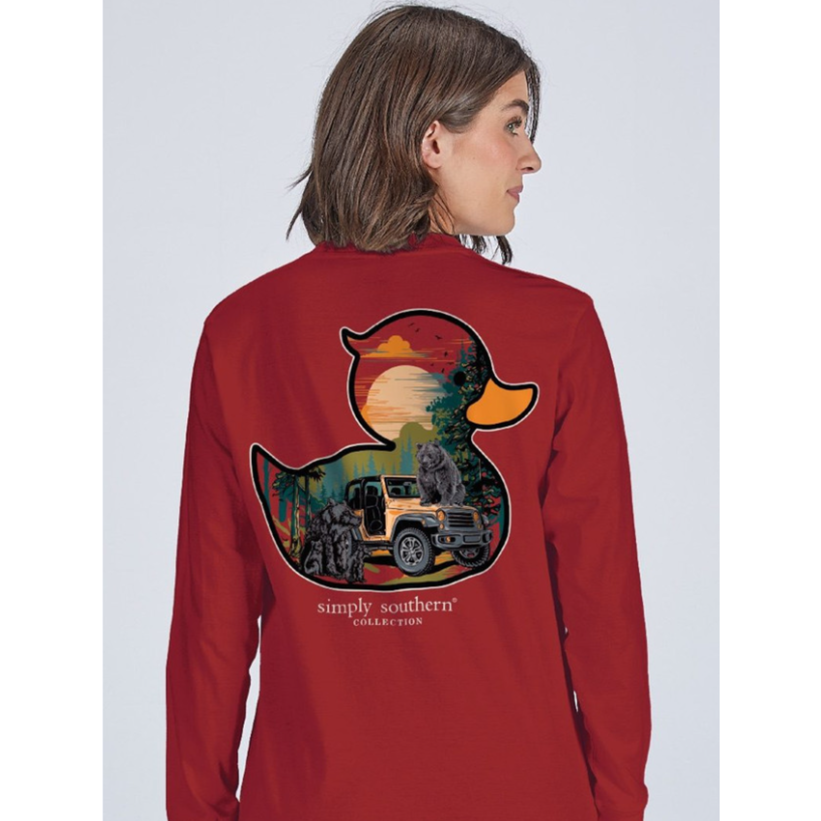 Simply Southern Simply Southern Long Sleeve Tee Duck Bears Carmine
