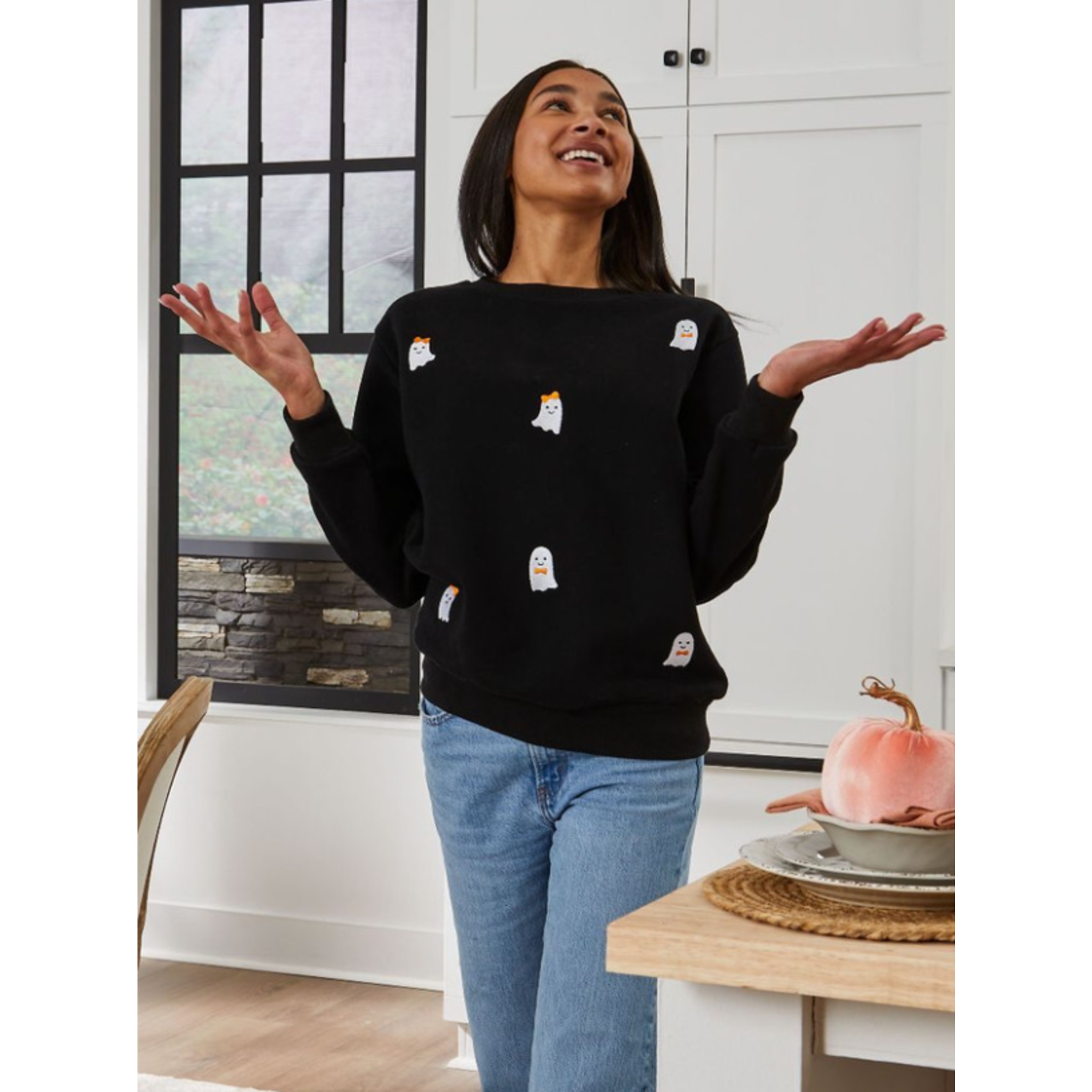 Simply Southern Simply Southern Long Sleeve Crewneck Ghost Black