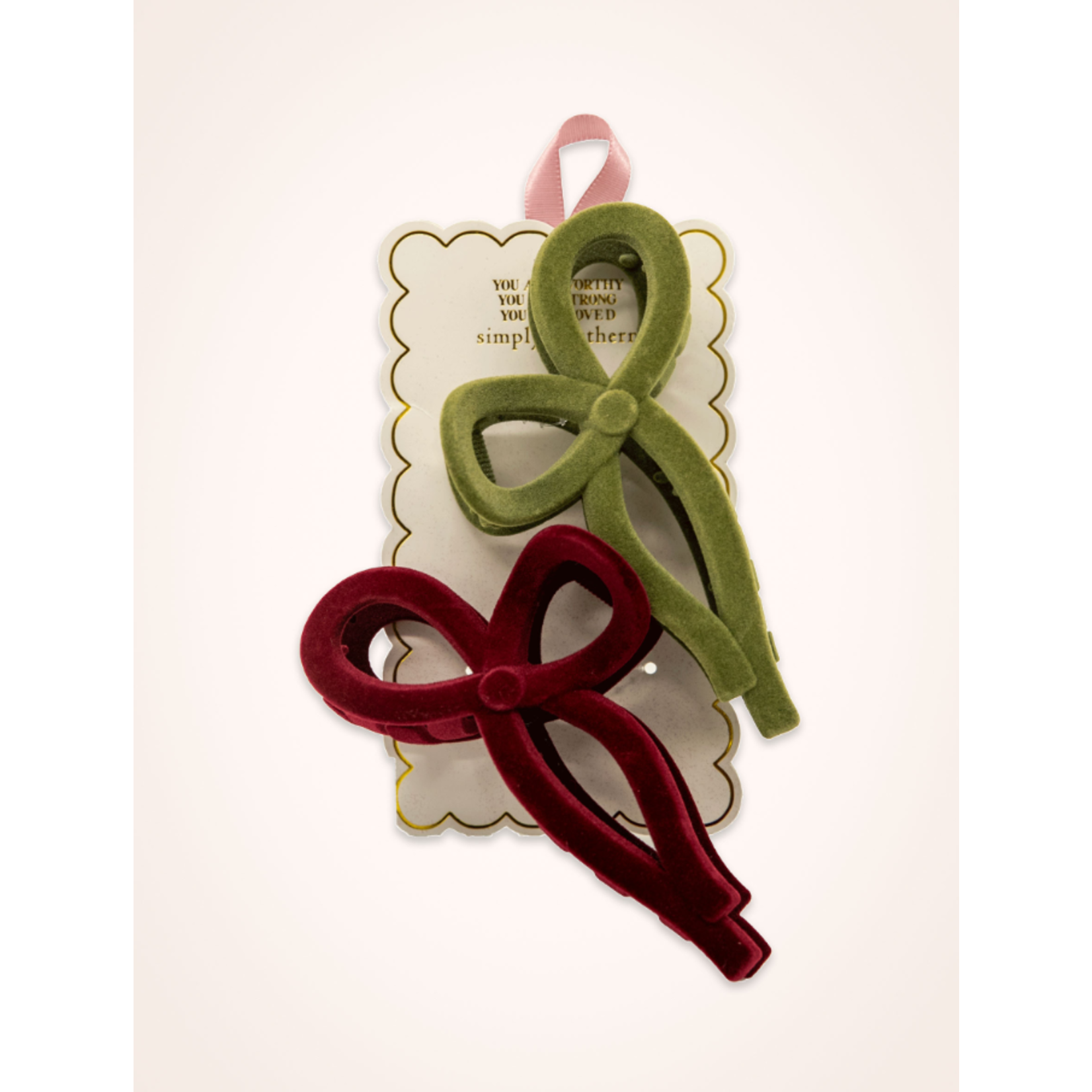 Simply Southern Simply Southern Velvet Bow Hair Clip Green/Red