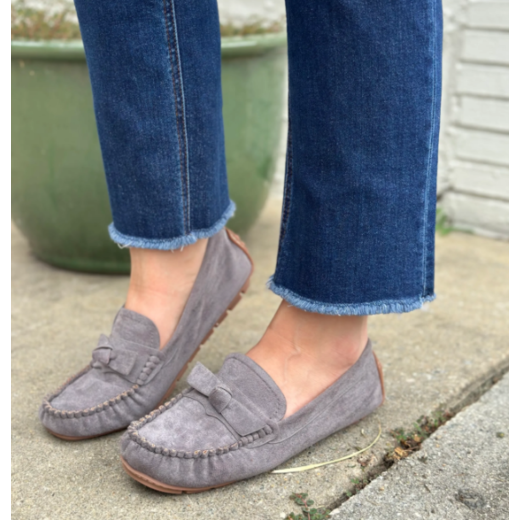 Corkys Corky's Driving Miss Daisy Loafers Grey Faux Suede