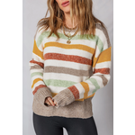 Little Daisy Closet Little Daisy Closet Stripe Crewneck Drop Shoulder Sweater Multi