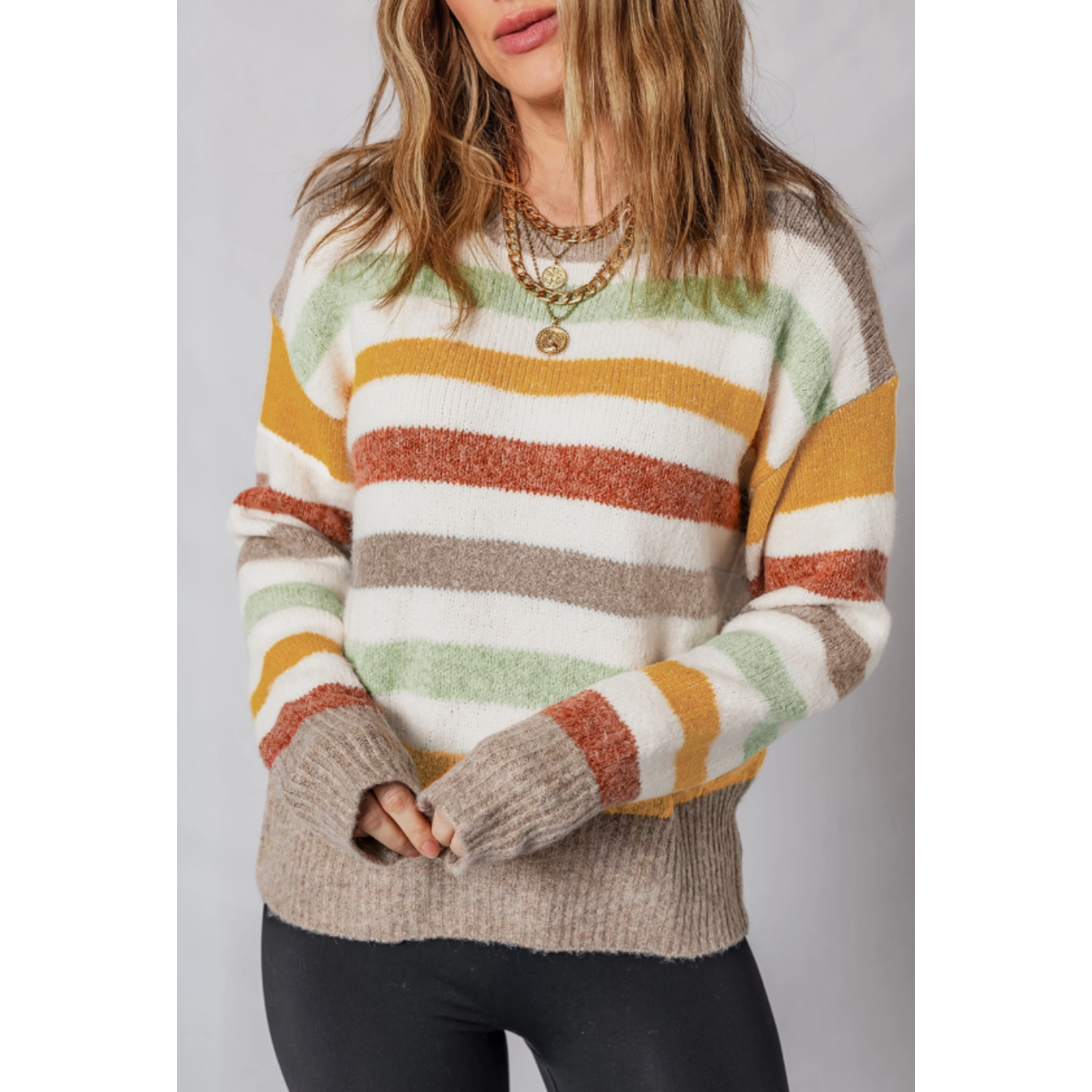 Little Daisy Closet Little Daisy Closet Stripe Crewneck Drop Shoulder Sweater Multi