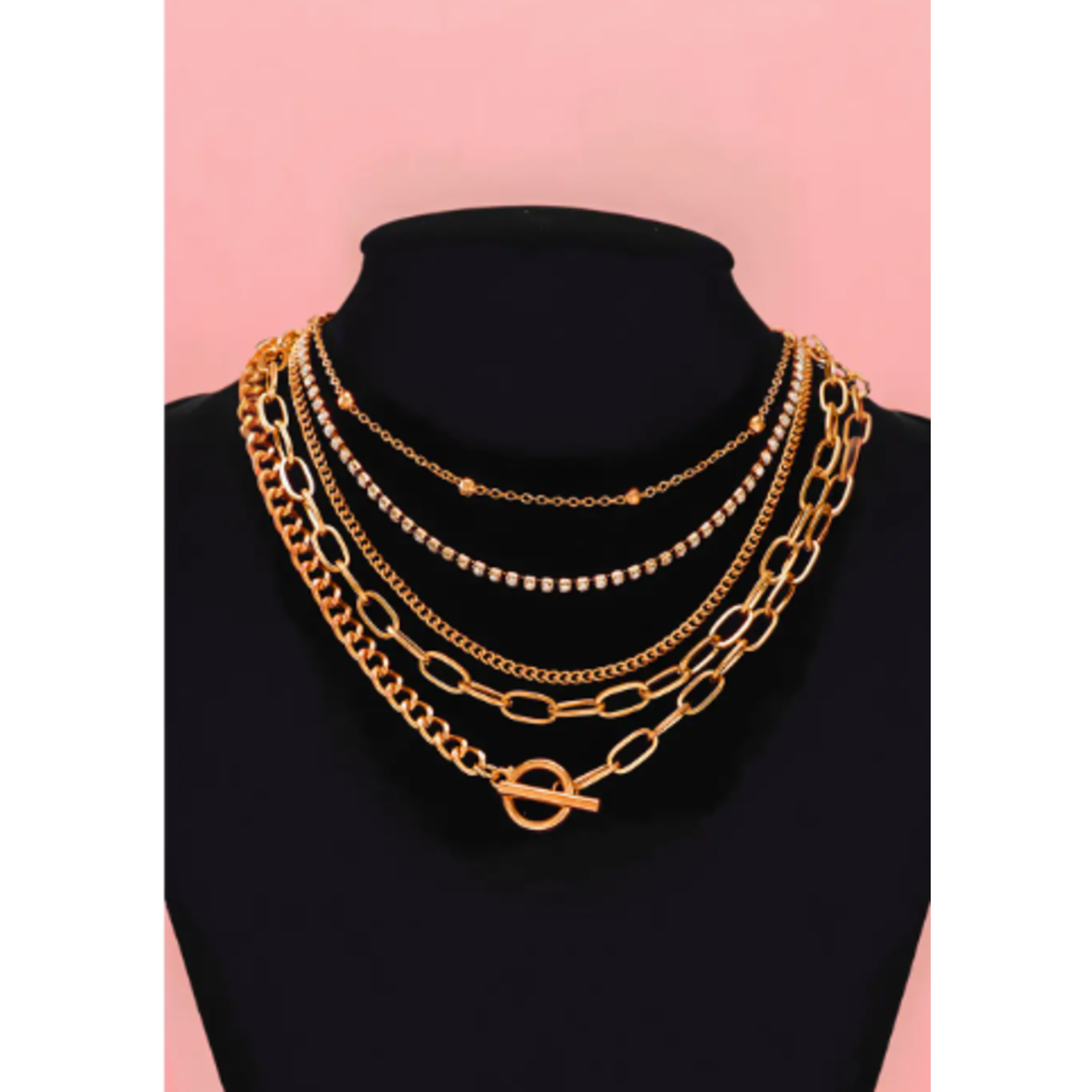 Little Daisy Closet Little Daisy Closet 5pcs Layered Rhinestone Chain Necklace Gold