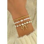 Little Daisy Closet Little Daisy Closet Bow Charm Beaded Triple Layer Bracelet