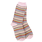 World's Softest World's Softest Socks Weekend Boho Crew Pink Stripe