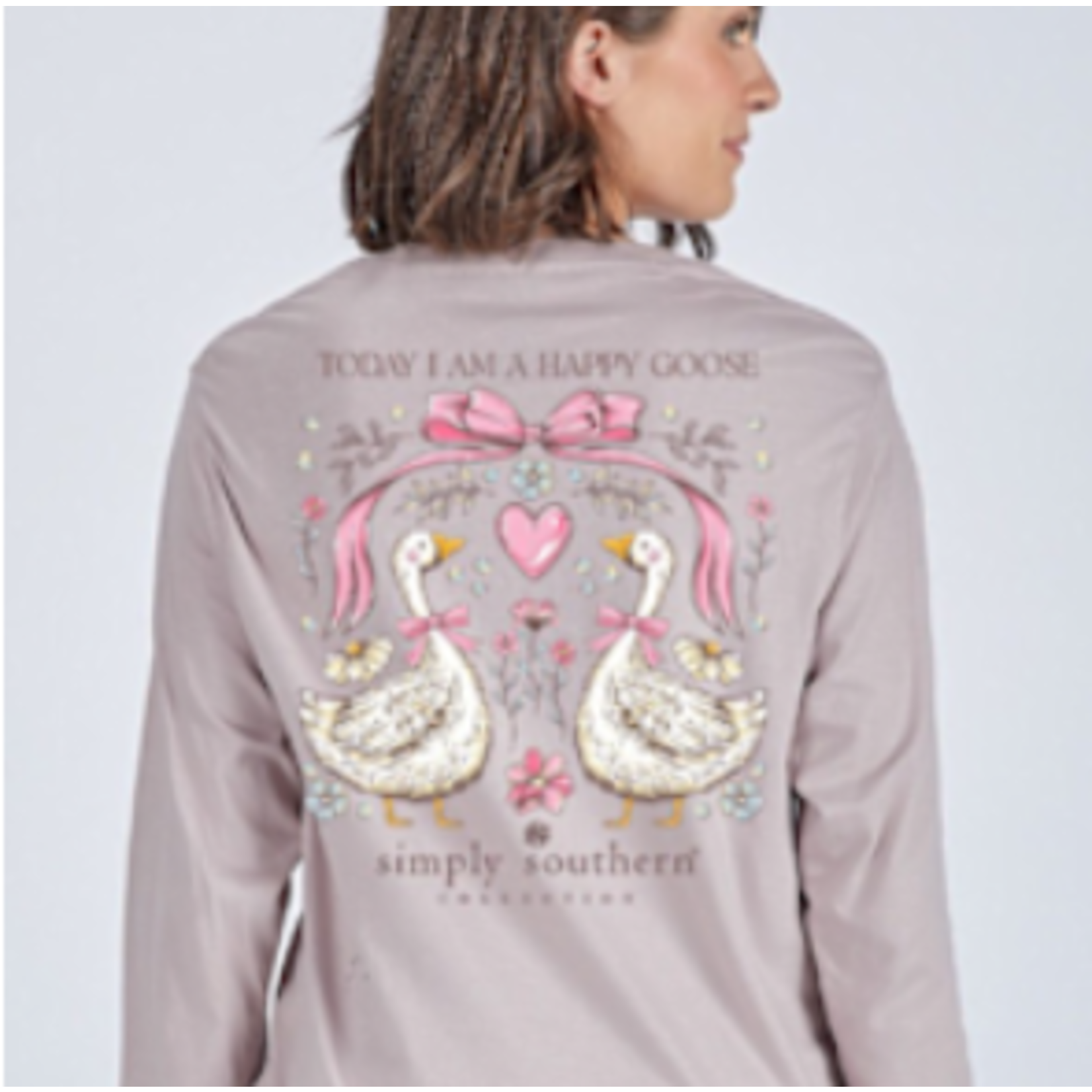 Simply Southern Simply Southern Long Sleeve Tee Happy Goose Driftwood