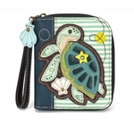 Chala Chala Zip Around Wallet Turtle Teal Stripe 839