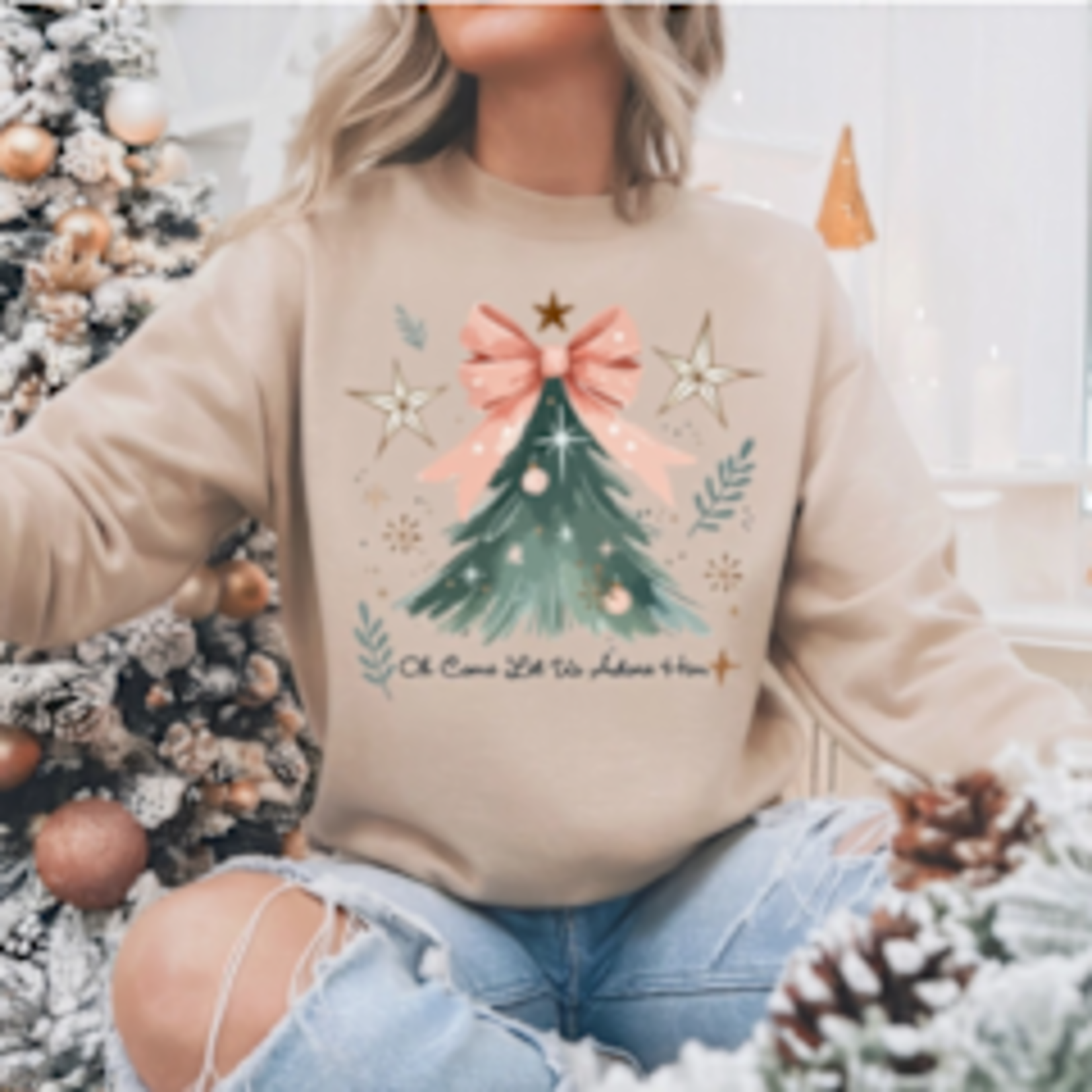 Southern Backroad Tees Southern Backroad Tees Oh Let Us Adore Him Crewneck