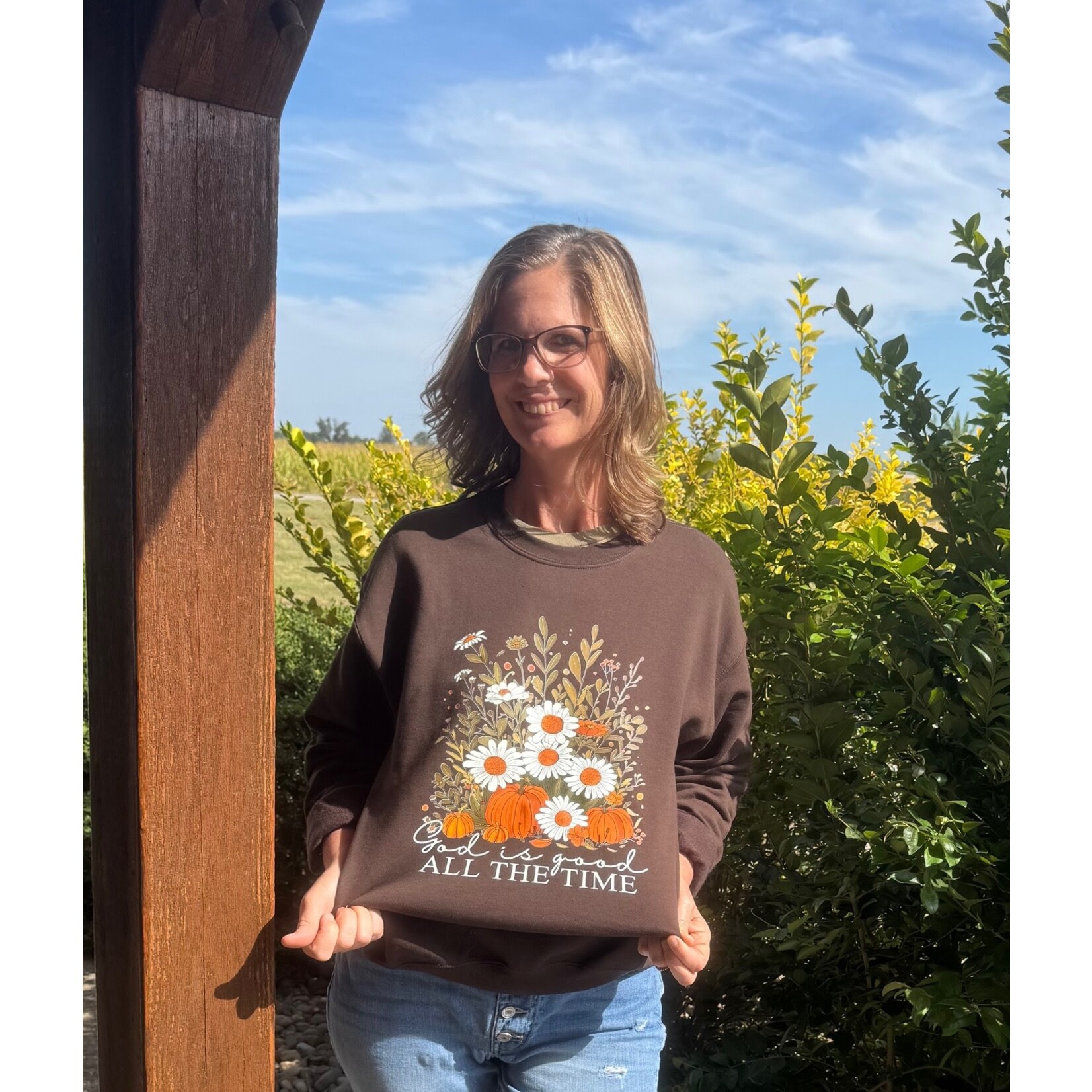 Southern Backroad Tees Southern Backroad Tees God is Good Crewneck Dark Chocolate