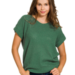 Zenana Zenana Center Seam Short Sleeve Sweater Dark Green