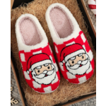Zenana Zenana Novelty Soft Plush Cozy Slippers Santa Red