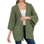 Zenana Zenana Oversized Open Cardigan Sweater Light Olive