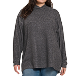 Zenana Zenana Hooded Brushed Melange Hacci Sweater Black