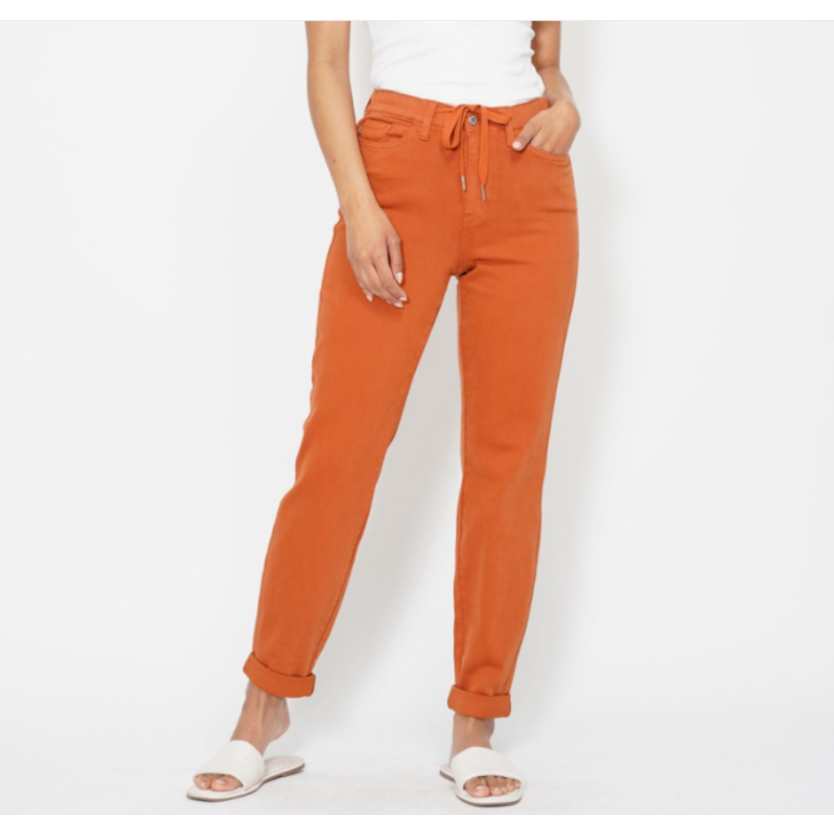 Judy Blue Judy Blue HW Garment Dyed Double Cuff Jogger Orange 88911