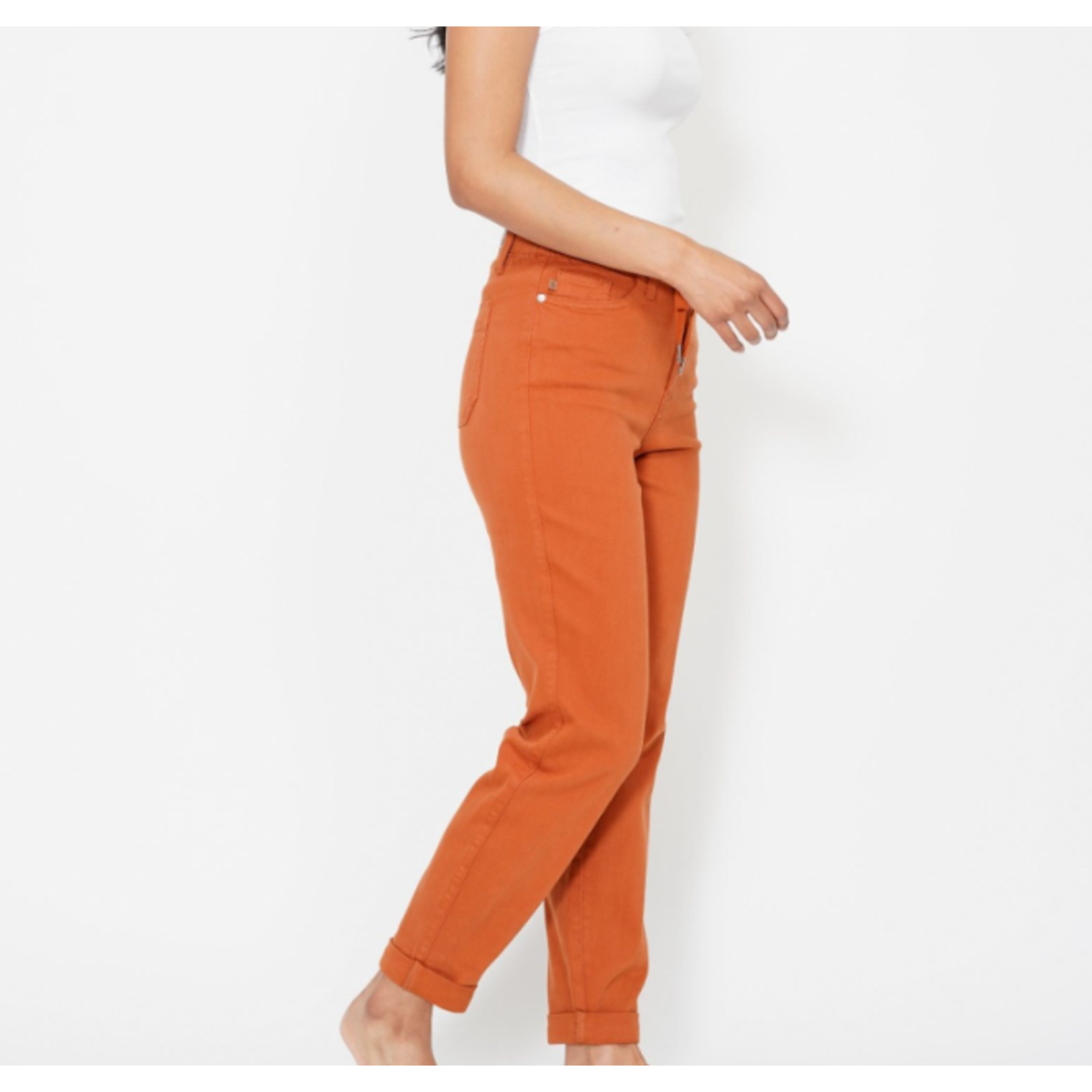 Judy Blue Judy Blue HW Garment Dyed Double Cuff Jogger Orange 88911