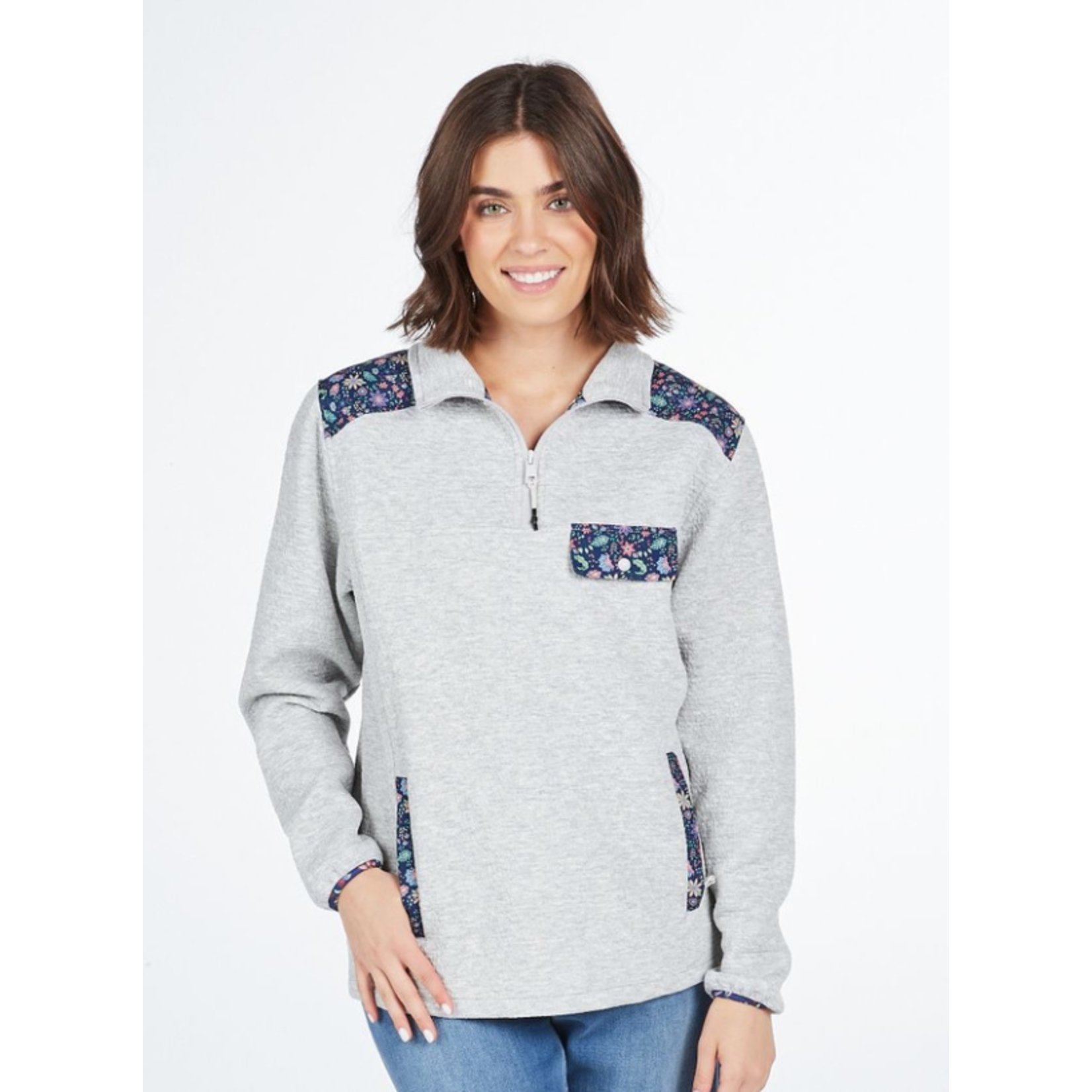 Simply Southern Simply Souther Quarter Zip Pullover Aria Heather Grey