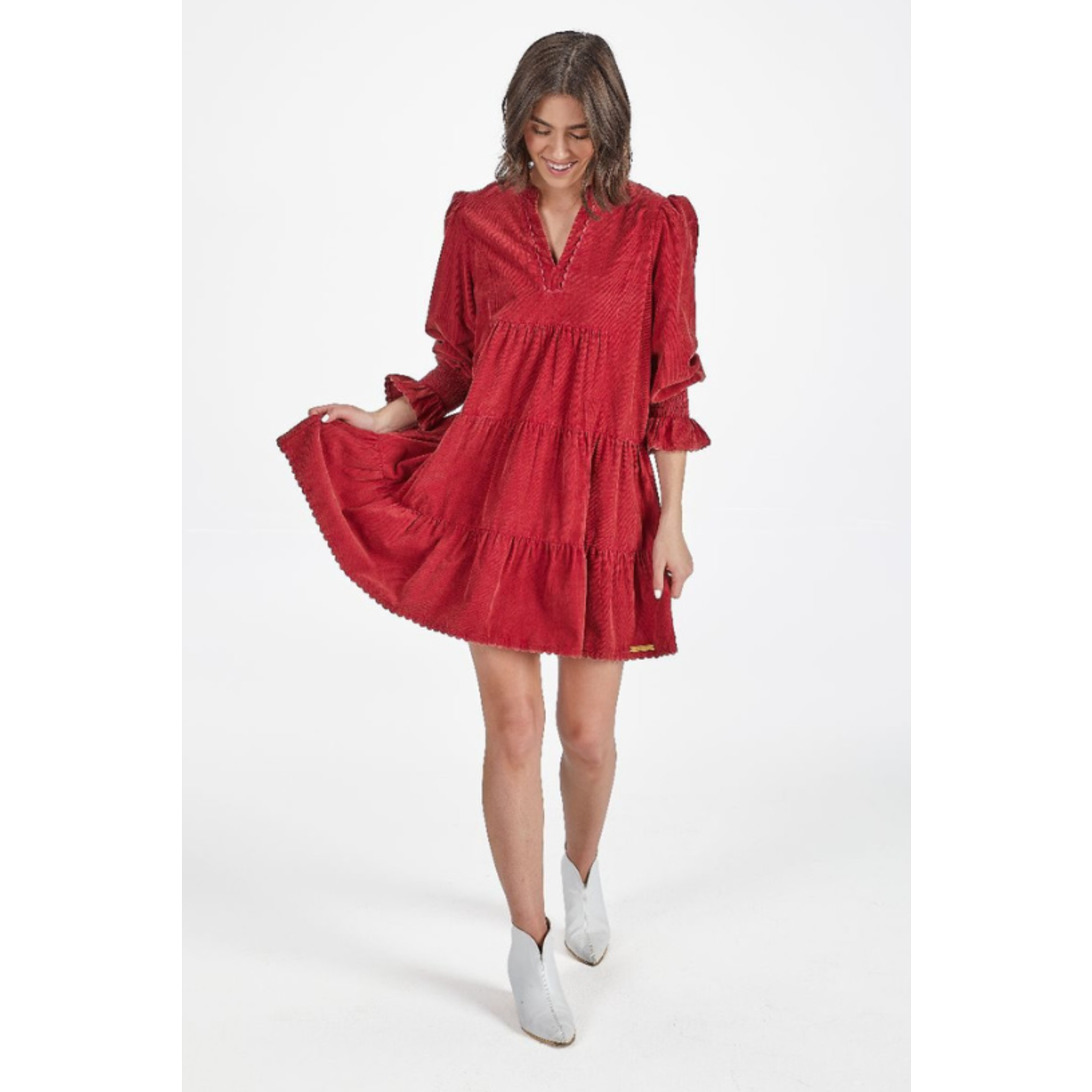 Simply Southern Simply Southern Long Sleeve Dress Corduroy Red