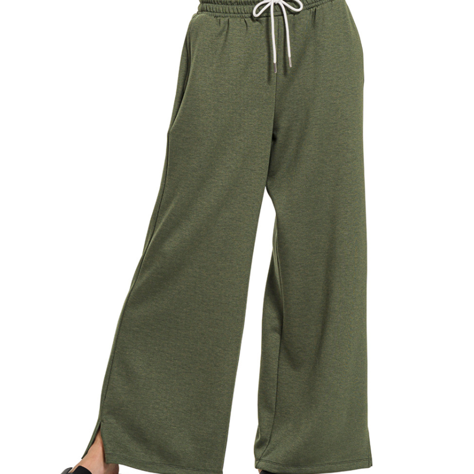 Zenana Zenana Scuba Drawstring Pants Dark Olive