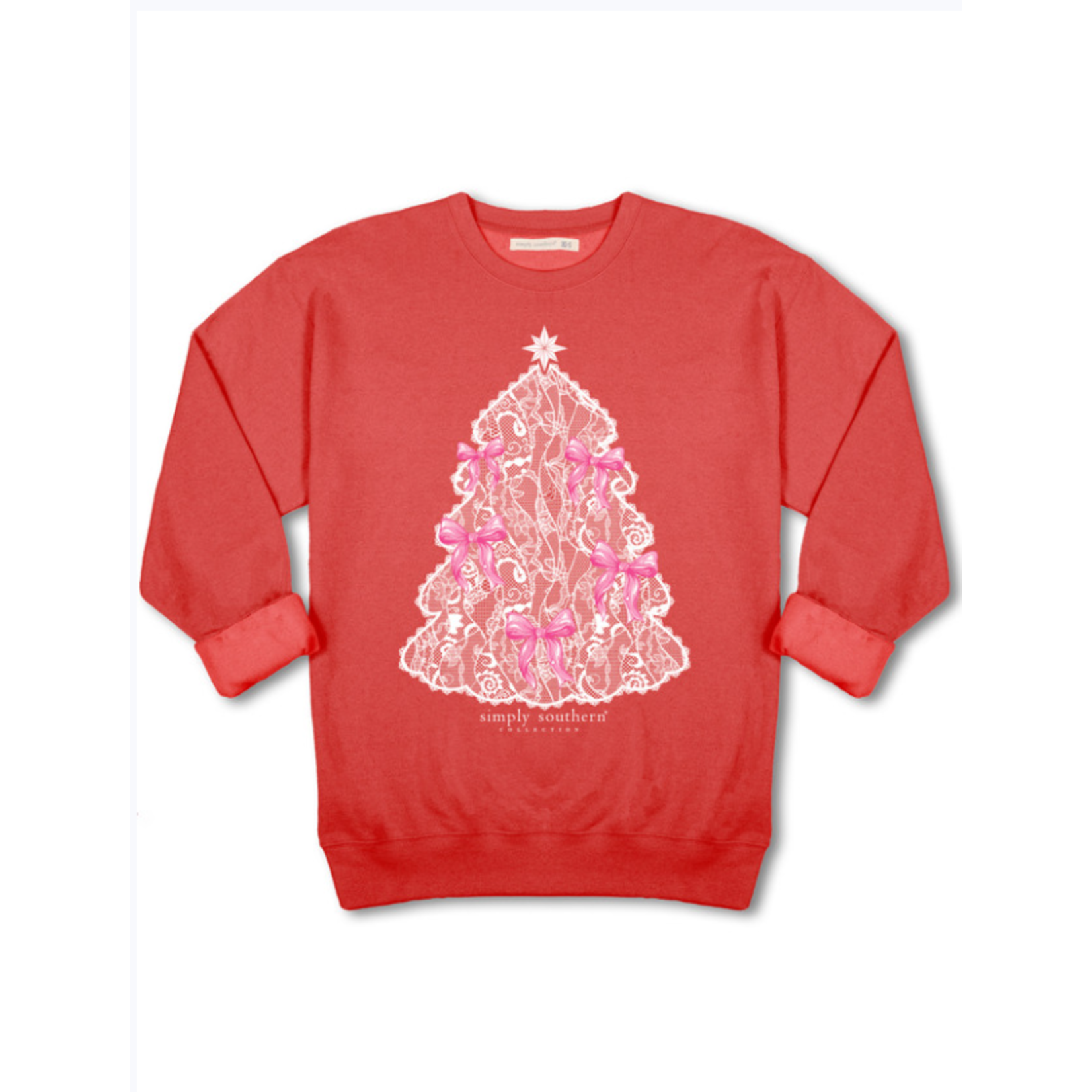 Simply Southern Simply Southern Long Sleeve Crewneck Tree Lace Red
