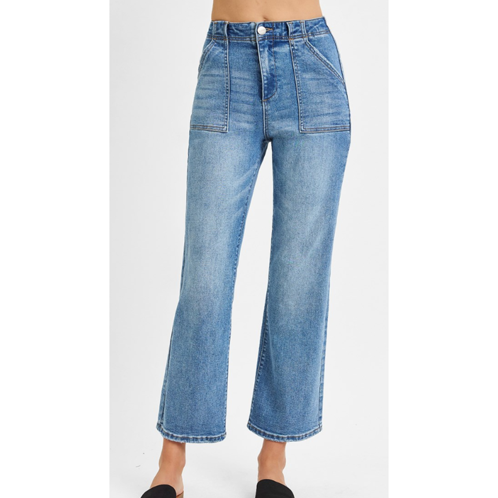 Risen Risen 5662 HR Ankle Flare Patch Pocket Jeans