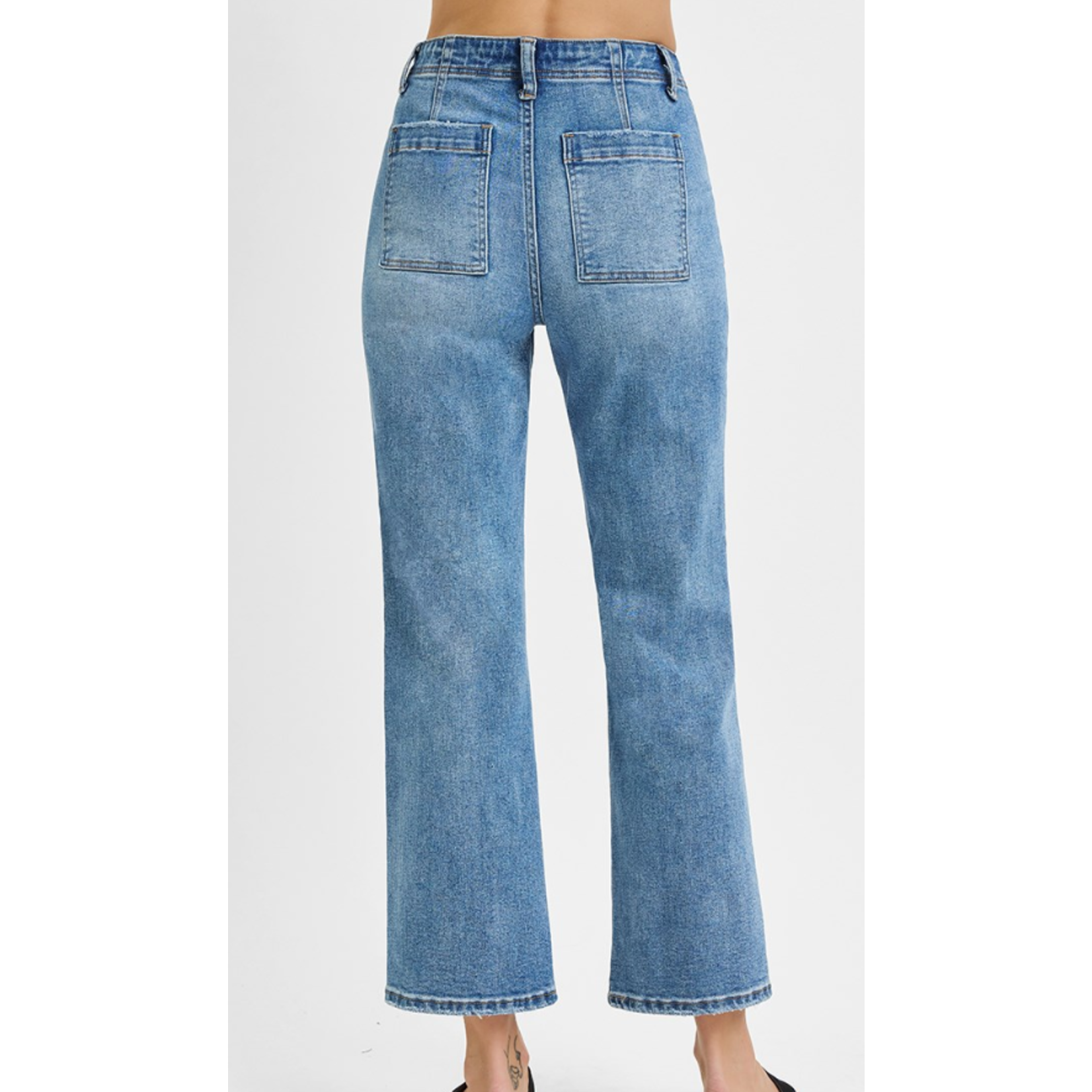 Risen Risen 5662 HR Ankle Flare Patch Pocket Jeans