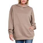 Zenana Zenana Scuba Hoodie with Kangaroo Pocket Cocoa
