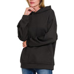 Zenana Zenana Scuba Hoodie with Kangaroo Pocket Black