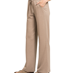 Zenana Zenana Scuba Drawstring Straight Leg Pants Cocoa