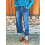 Risen Risen 21369 HR Crop Wide Straight Cuffed Jeans