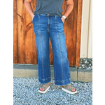 Risen Risen 21072 HR Crop Straight Front Seam Detailed Jeans Dark Wash
