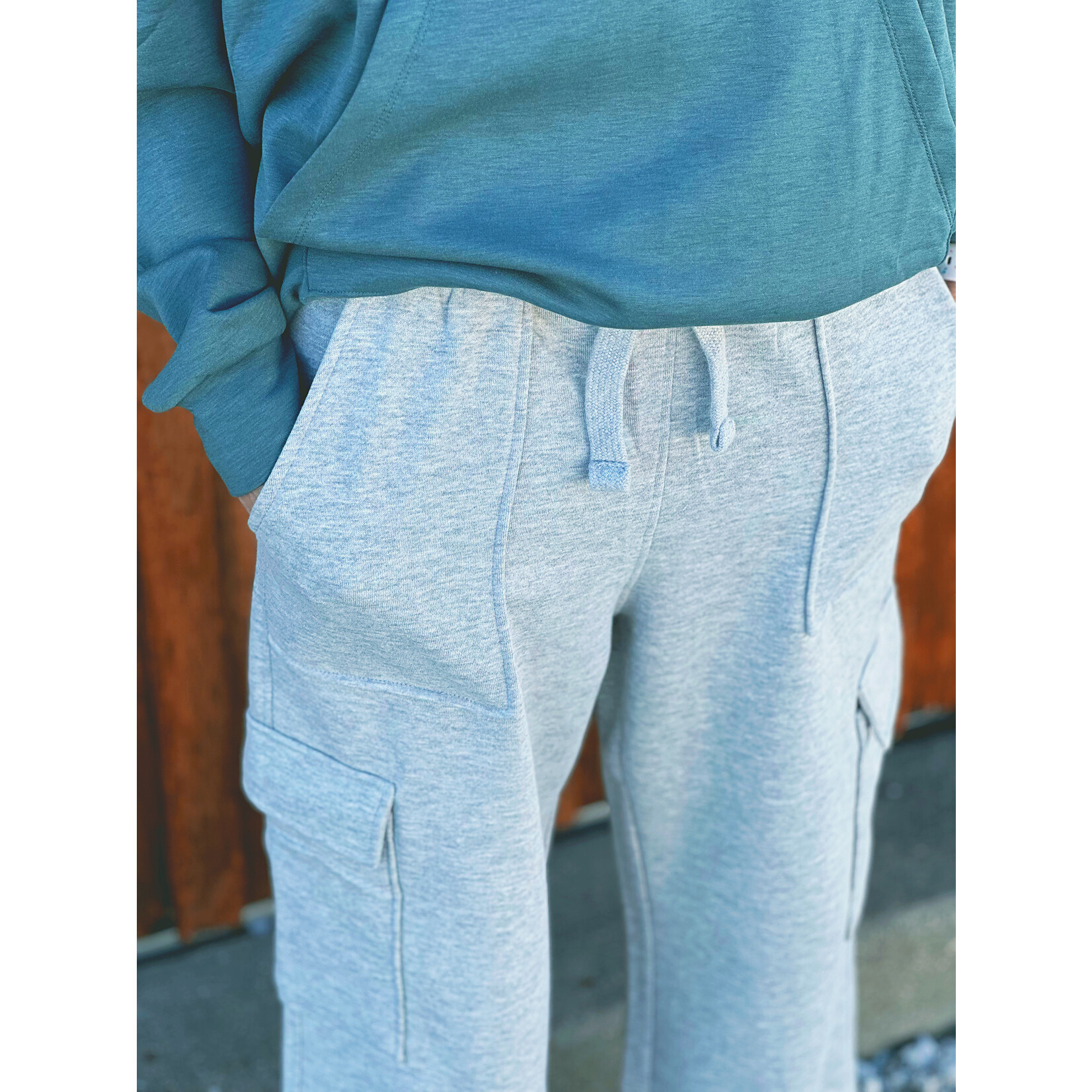 Risen Risen HR Side Cargo Pocket Wide Pants Heather Grey