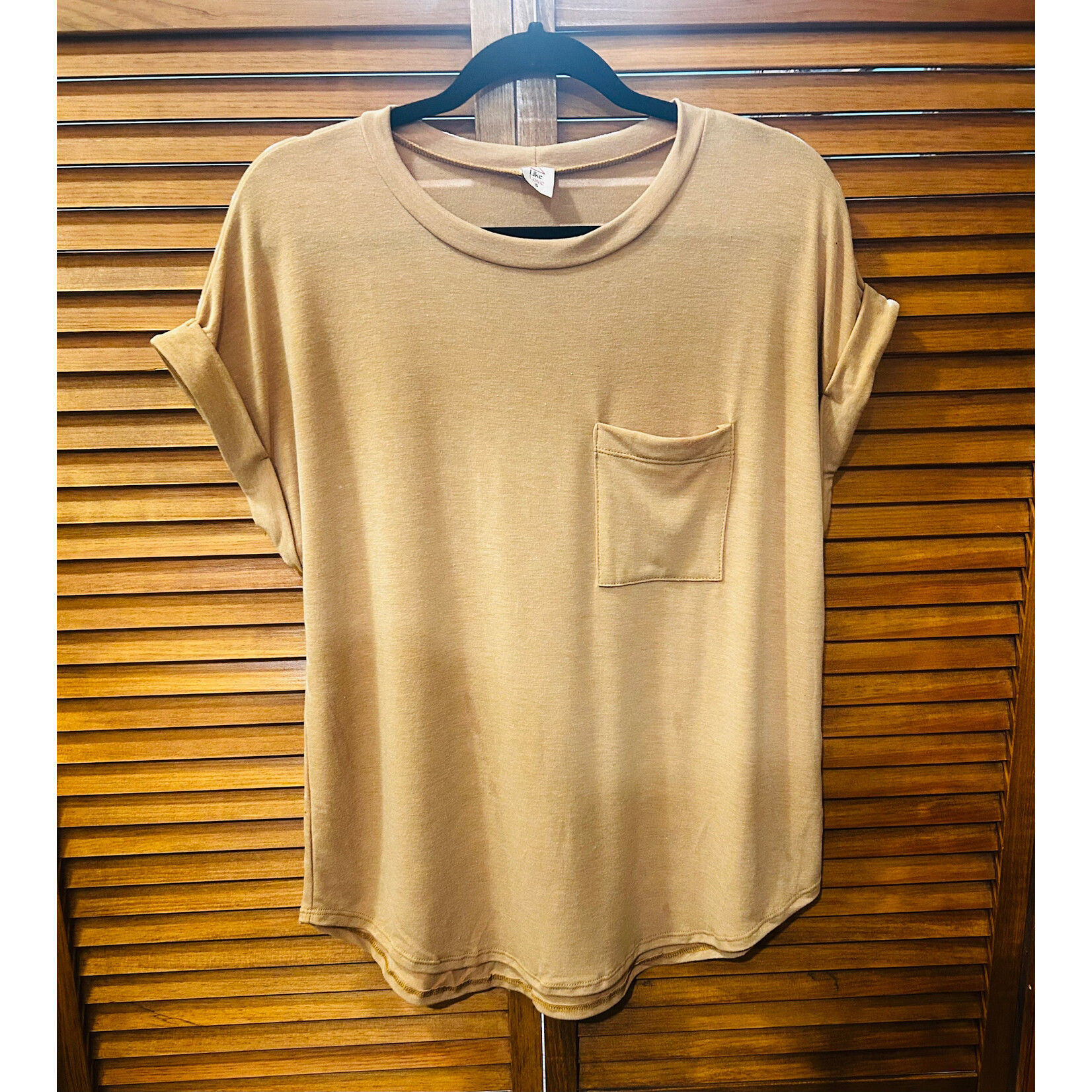 Sew in Love Sew In Love Short Sleeve Round Neck Front Pocket Top Mustard