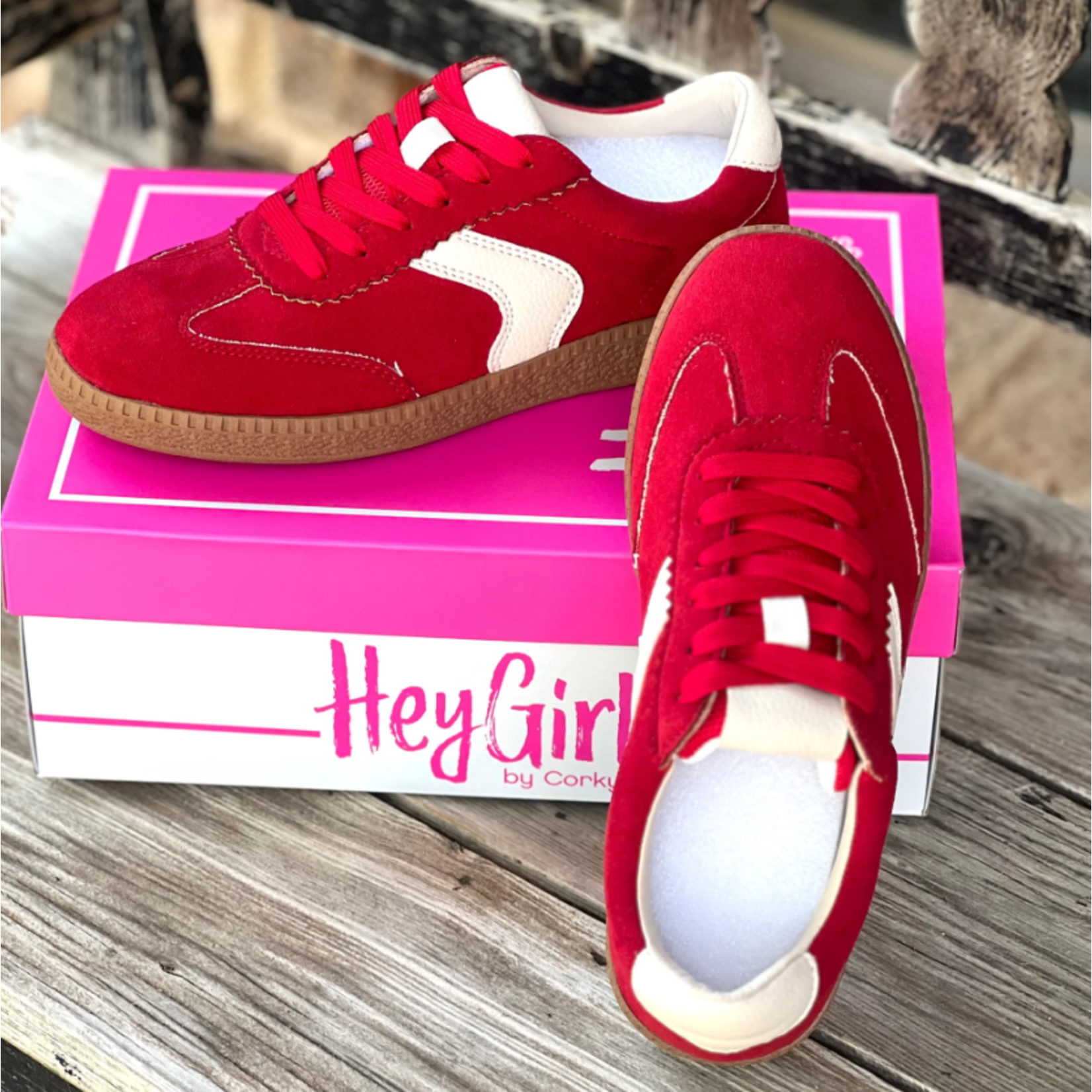 Corkys Corkys Spoiler Alert Lace Up Sneakers Red Faux Suede