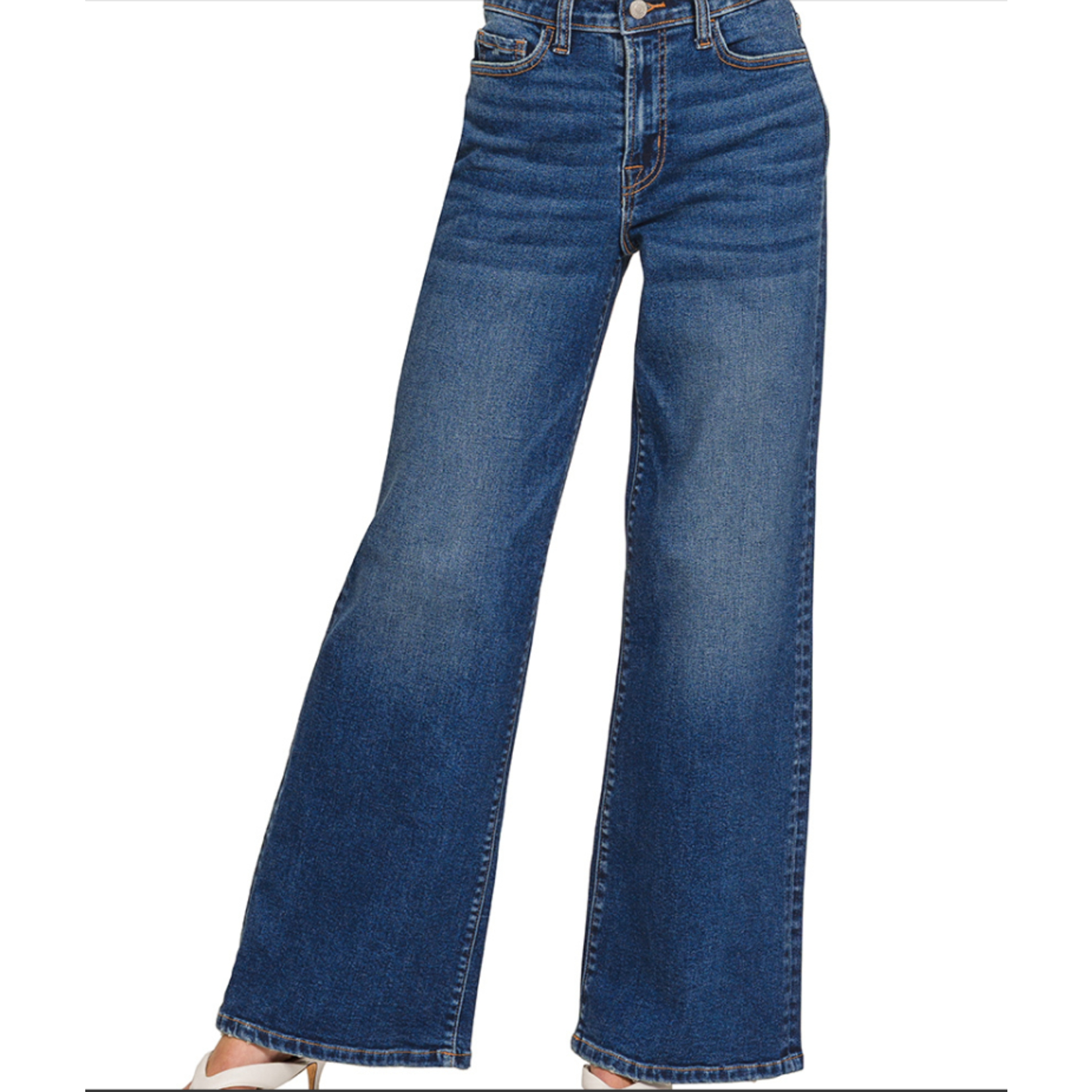 Zenana Zenana Dark Wash Wide Leg Denim Pants 9586DD