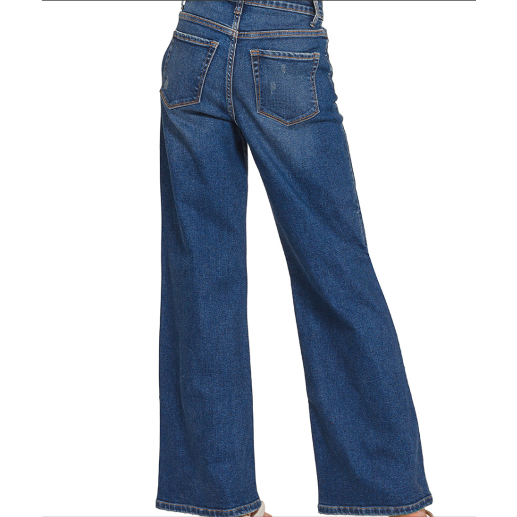 Zenana Zenana Dark Wash Wide Leg Denim Pants 9586DD
