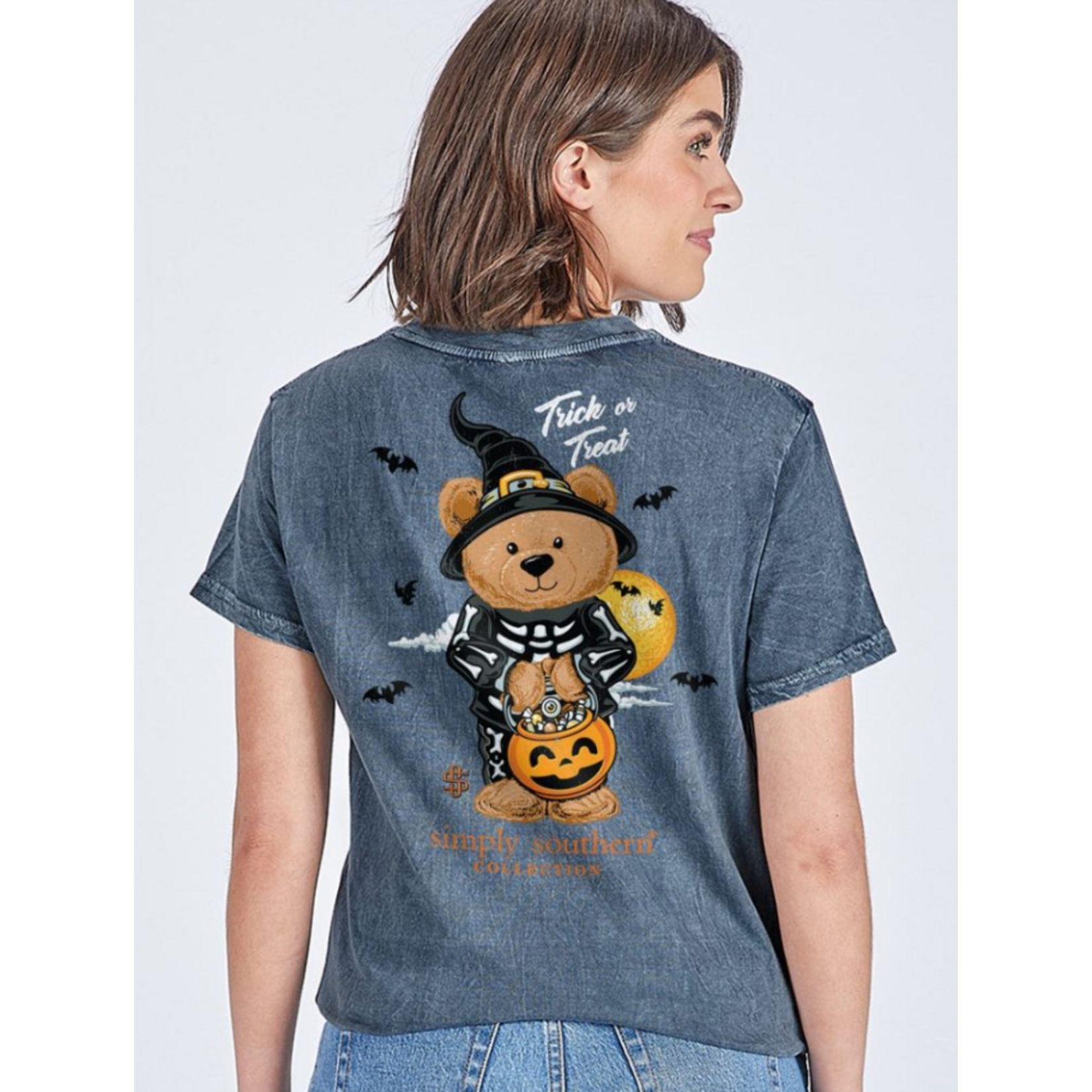 Simply Southern Simply Southern Short Sleeve Tee Teddy Candy Washed Coal